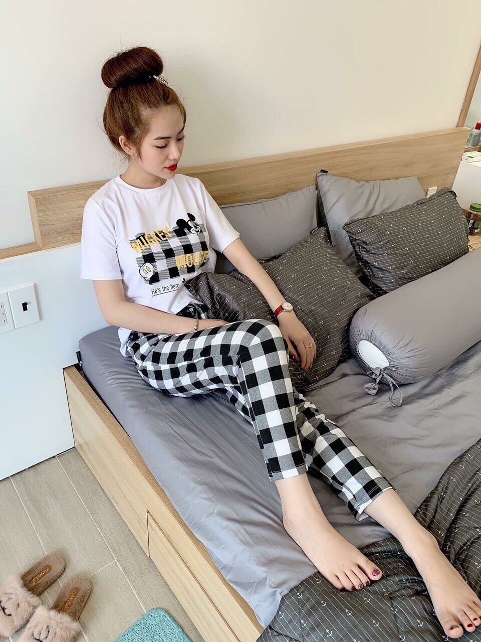 Sét bộ caro MIckey mouse cực chất TTSA0073