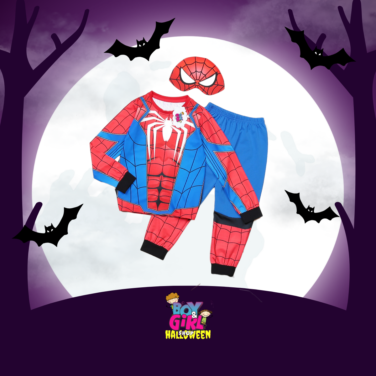 Bộ nhện dài dạ quang mặt nạ  - Quần áo SpiderMan