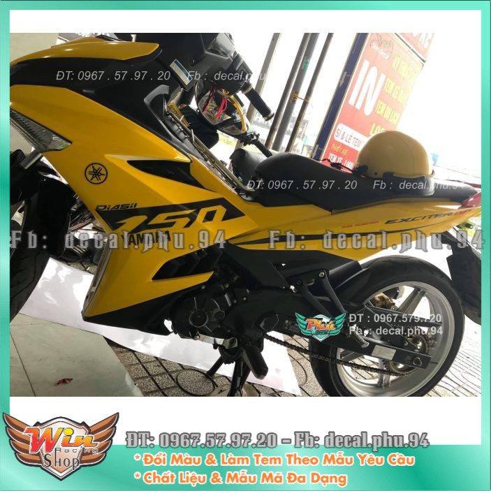Tem rời exciter 150 vàng đen giả zin