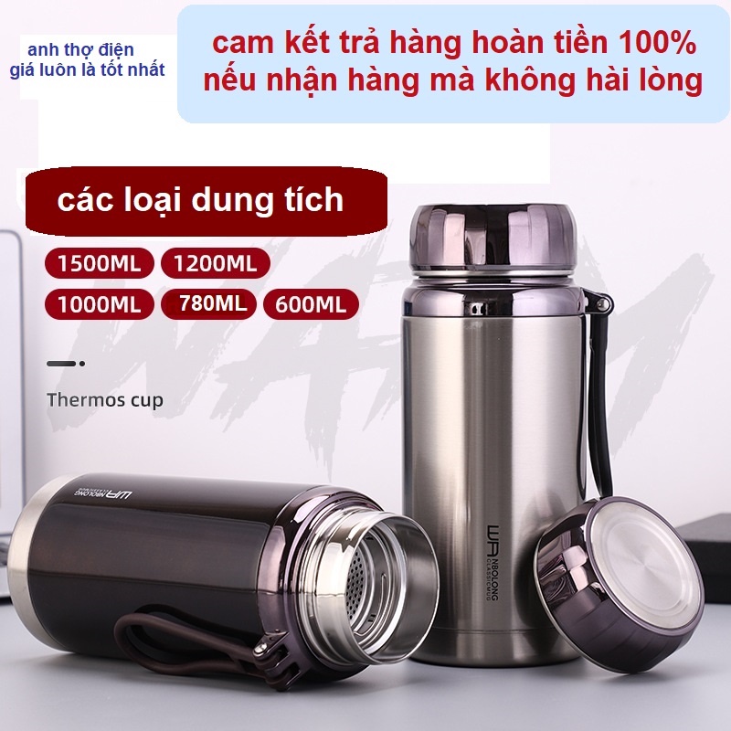 Bình giữ nhiệt inox 304 dung tích 1000ml 2 lớp cách nhiệt giữ nóng lạnh cao cấp dung tích 600ml, 1000ml, 1200ml