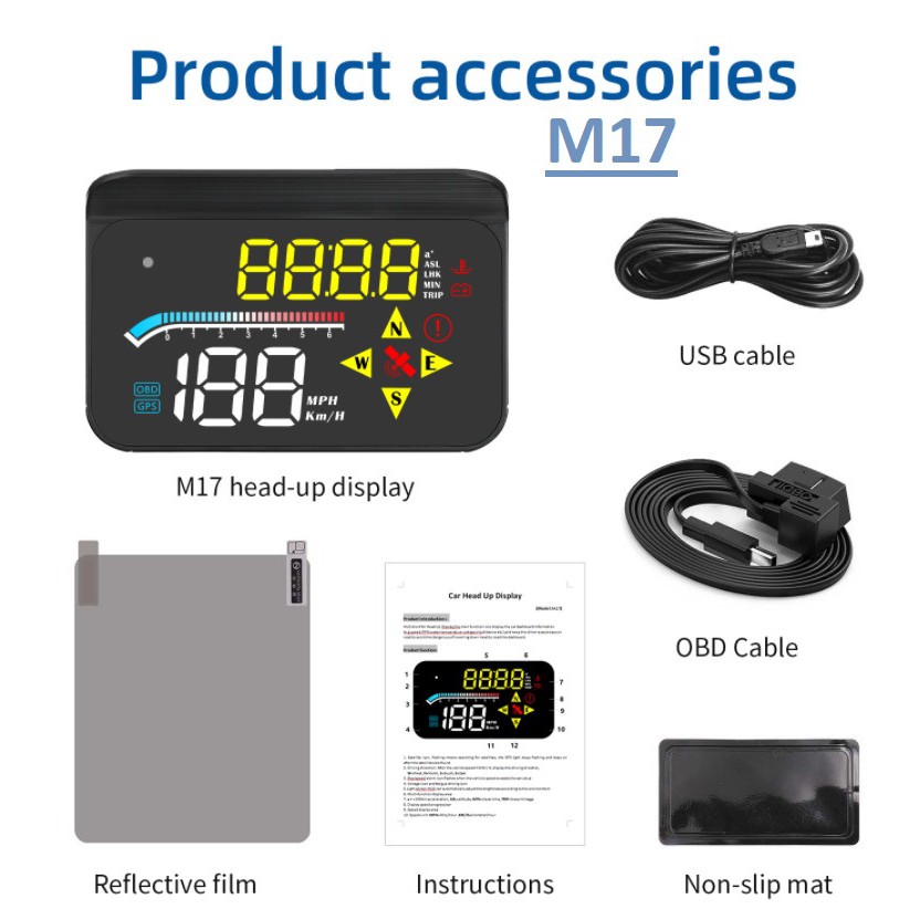 HUD C100 - HUD M17 hiển thị tốc độ lên kính lái