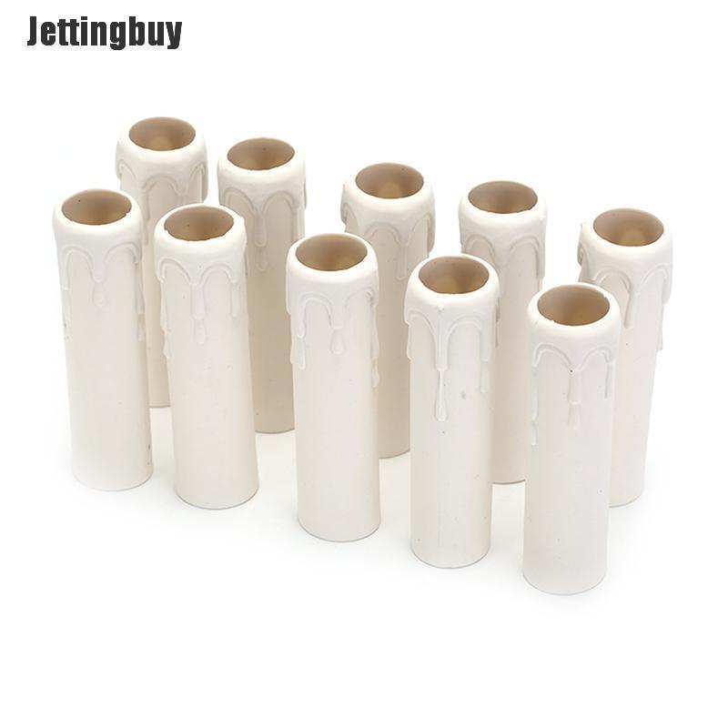 Jettingbuy 10Pcs Plastic Drip Candle Tube For Chandelier Light Bulb Covers Sleeve
