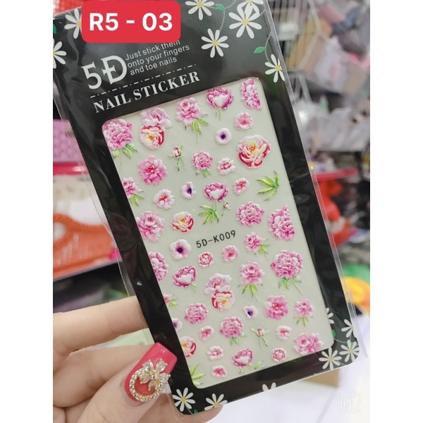 Sticker trang trí dán móng nổi 5D siêu đẹp