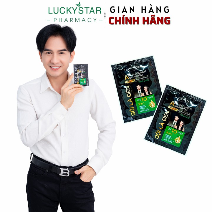 LUCKY STAR - [COMBO 10 TÚI] GỘI LÀ ĐEN THẢO DƯỢC TÚI 25ML