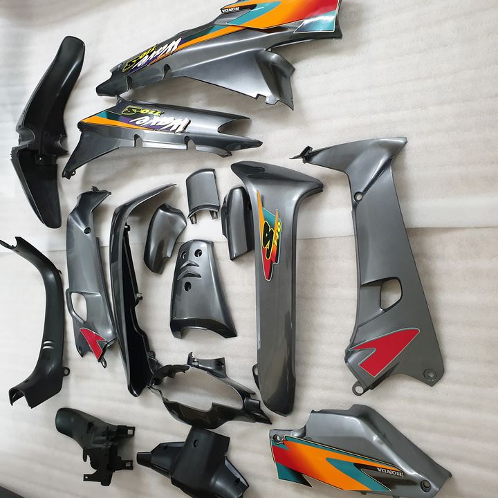 Bộ dàn áo [MÀU GHI] dàn áo xe wave thái / wave zx / wave alpha  đời 2002-2006 NHỰA CAO CẤP - KÈM TEM