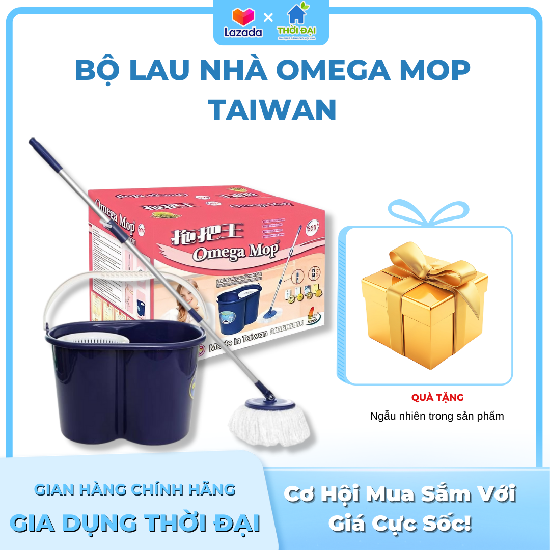 Bộ Lau Nhà 360 Omega Mop TaiWan ( Tặng Kèm Bông Lau)