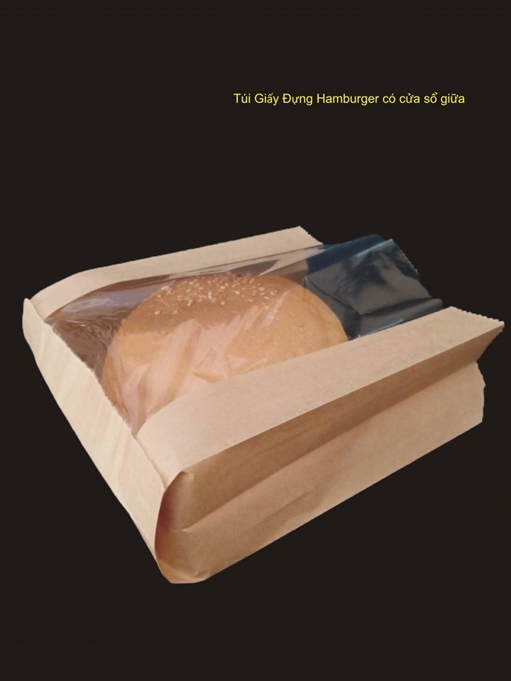 100 túi giấy đựng hamburger có cửa sổ giữa