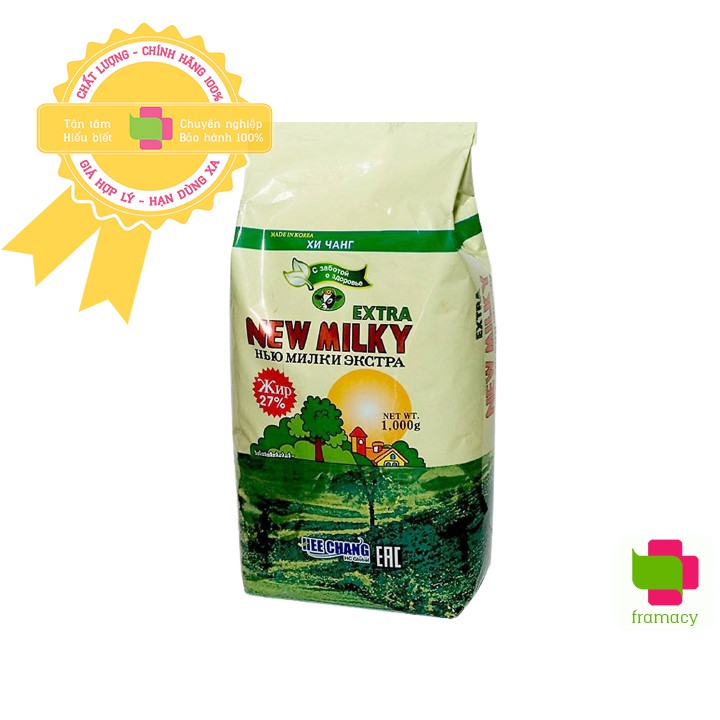 Sữa tươi béo New Milky Extra, Nga 1kg tăng cân dạng bột