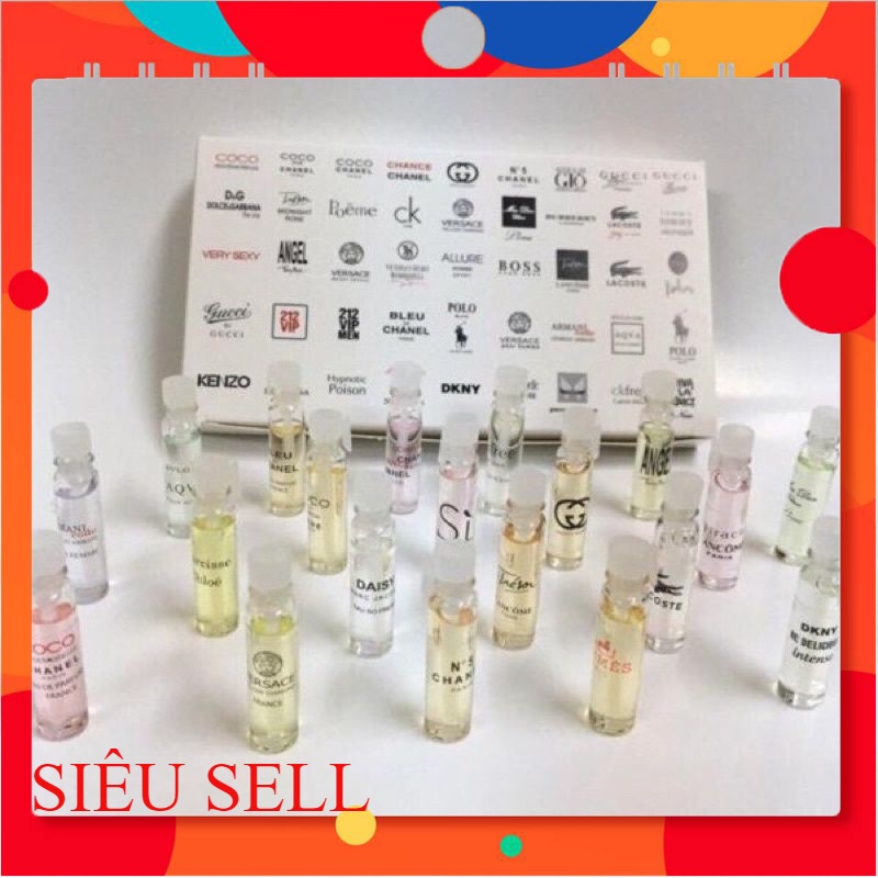 Bộ Test Nước Hoa Mini 20 Mùi (20 lọ*2ml) Hàng Chuẩn Mùi, Thơm Dai