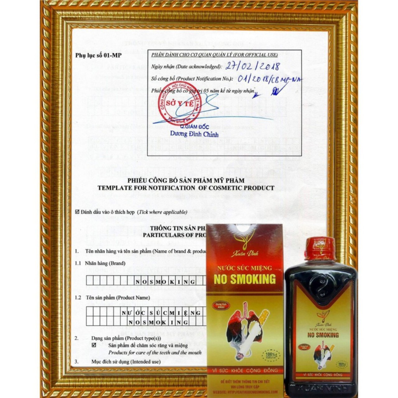 Nước Súc Miệng Cai Thuốc Lá Xuân Vinh 400ml [Chính Hãng]