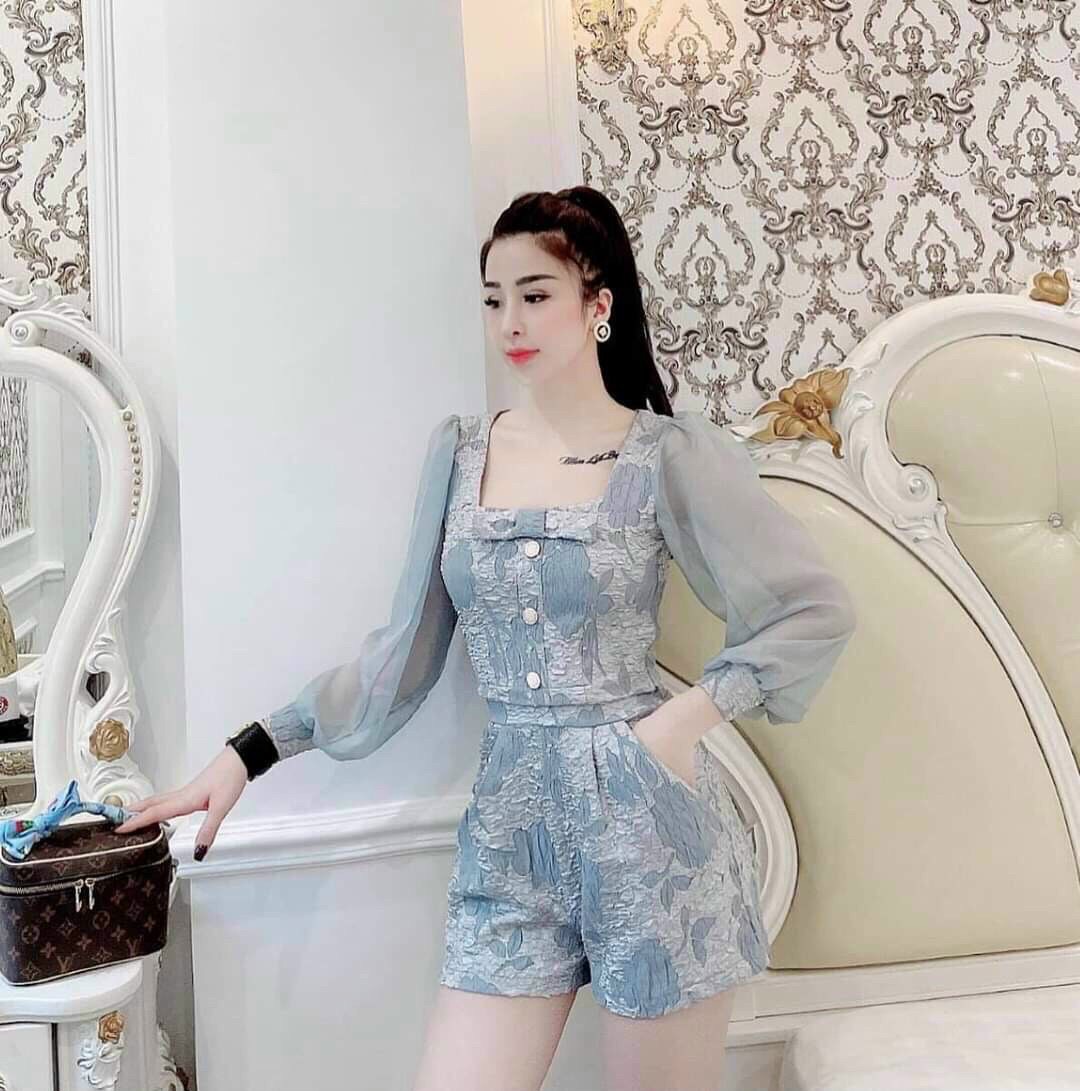 [HCM]Set đồ nữ bộ gấm sang chảnh tay voan kiếng cao cấp bao đẹp( hàng hot mới về )