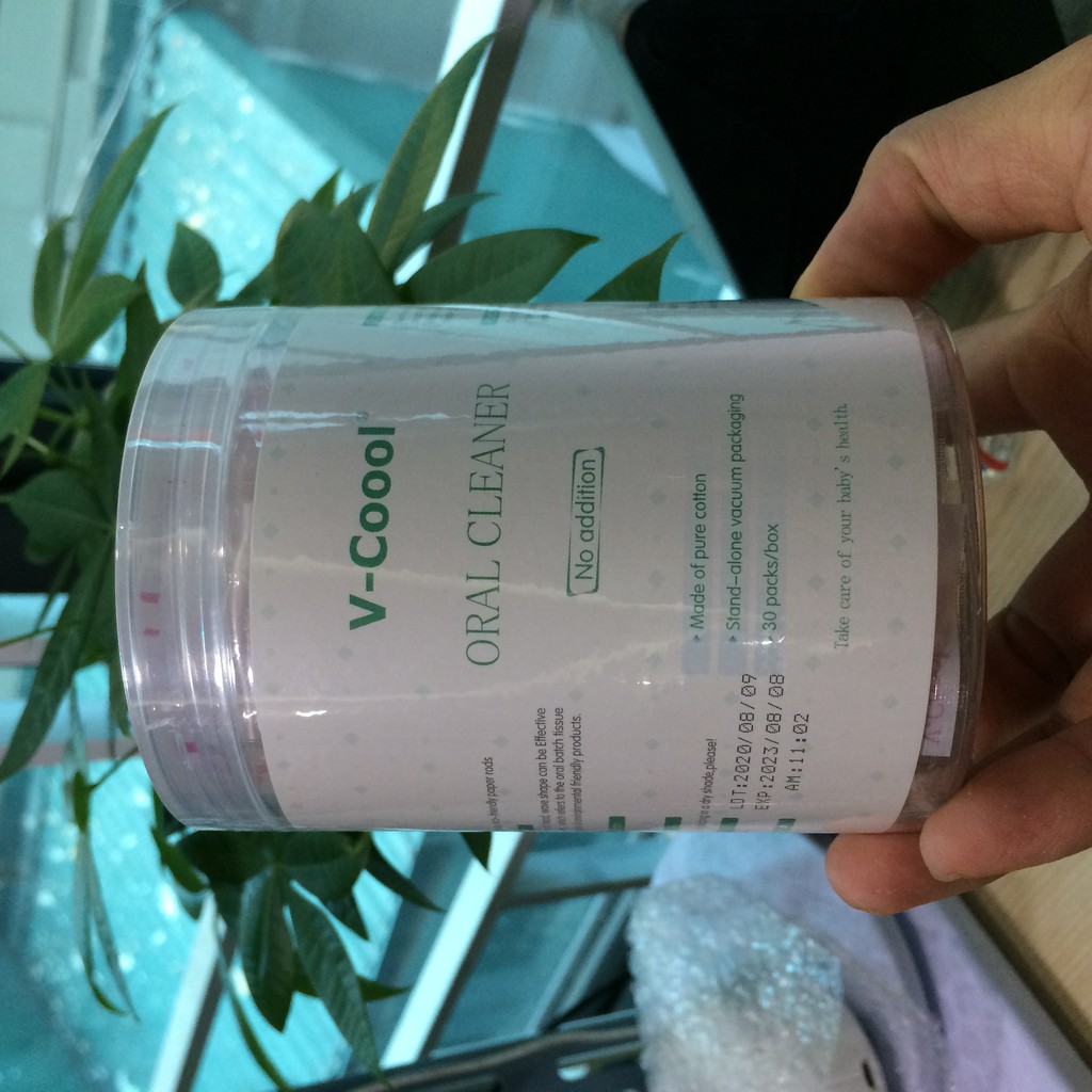 Que gạc rơ lưỡi VCool vệ sinh răng miệng cho bé hộp 30 chiếc