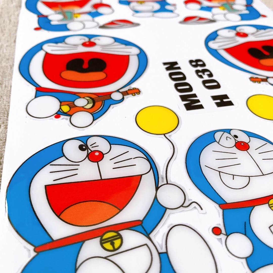 [Doremon Cute] Bộ Tem Trang Trí Xe Máy Doremon Ăn Bánh - Tem Dán Xe Máy Doremon