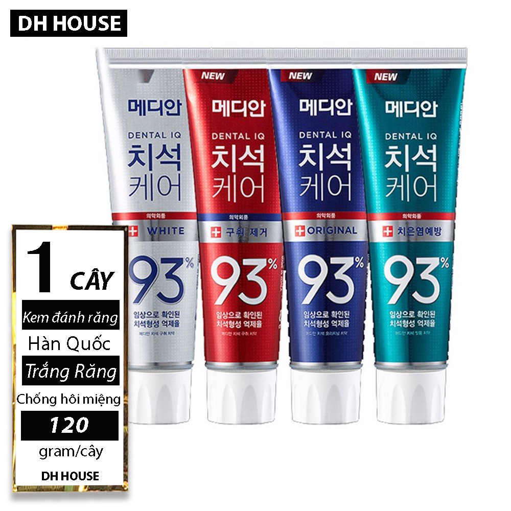 [HCM][ TRẮNG RĂNG CHỐNG HÔI MIỆNG BẢO VỆ CHÂN RĂNG ] 01 Tuýp (120gr) Kem Đánh Răng Tẩy Vôi Răng Chuyên Nghiệp MEDIAN 93% Dental IQ Hàn Quốc (Date: 36 tháng) - Giao hàng ngẫu nhiên. DHHOUSE