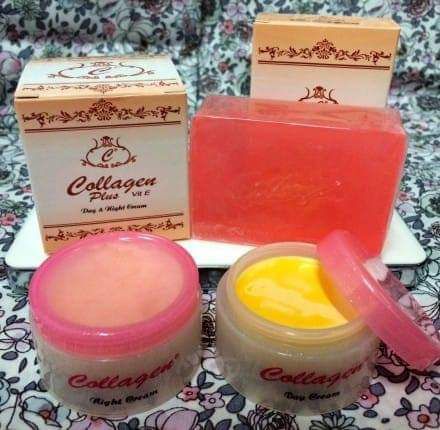bộ kem collagen plus vit e ngày và đêm và xà phòng