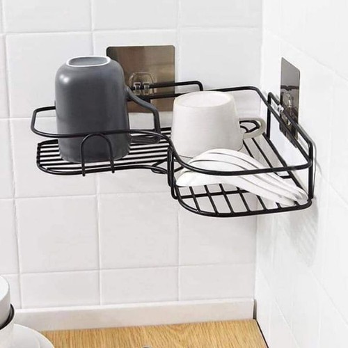 Kệ Góc Đen treo Dán Góc Tường siêu chắc (MÀU ĐEN)