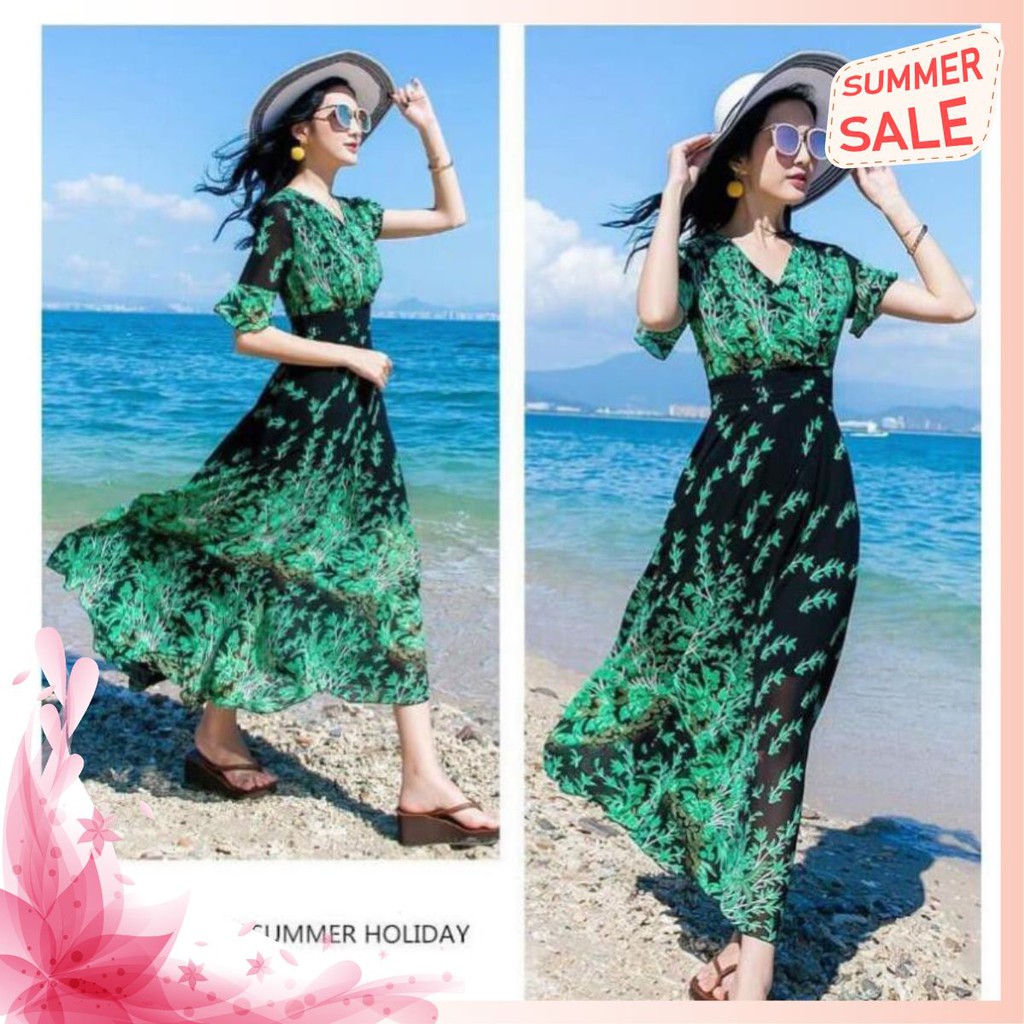 Đầm maxi đi biển váy maxi