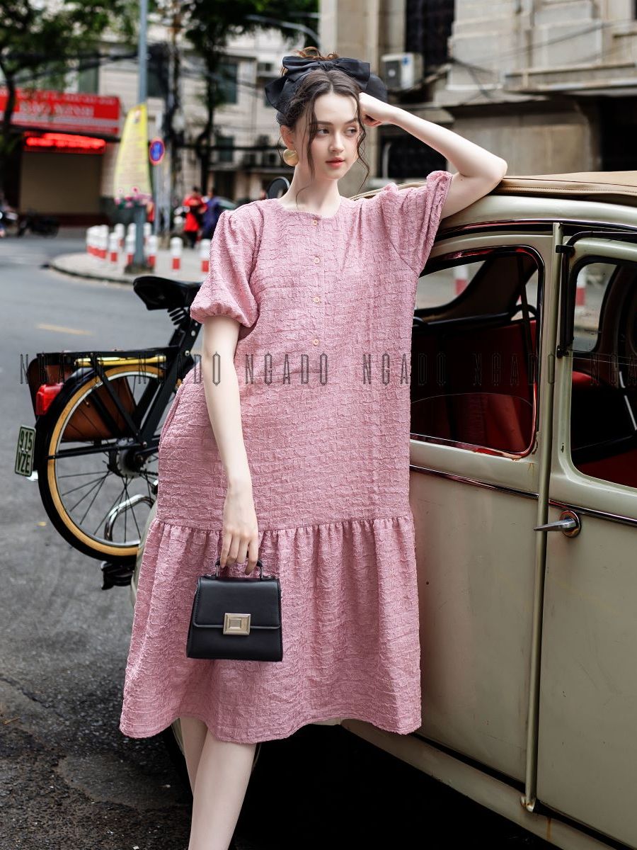 [30.10 - Nhập FALAZLIVE02 giảm 200K] Đầm cotton hồng NGADO