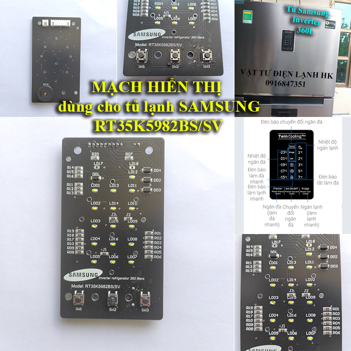 Vỉ mạch hiển thị tủ lạnh samsung RT35K5982BS/SV Bo Broad đèn led điều khiển tủ Sámung