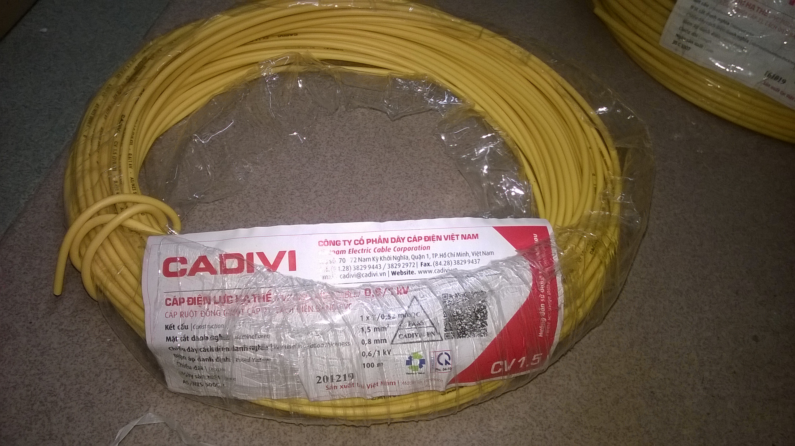 [HCM]10 MÉT  LẺ  DÂY ĐIỆN ĐƠN  1.5 CADIVI