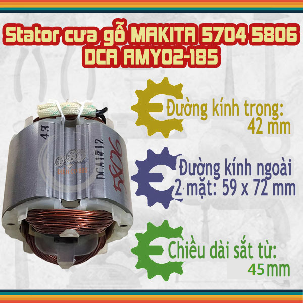 Stator cưa gỗ MAKITA 5704 5806, DCA AMY02-185 (M1Y-FF-185) 220V