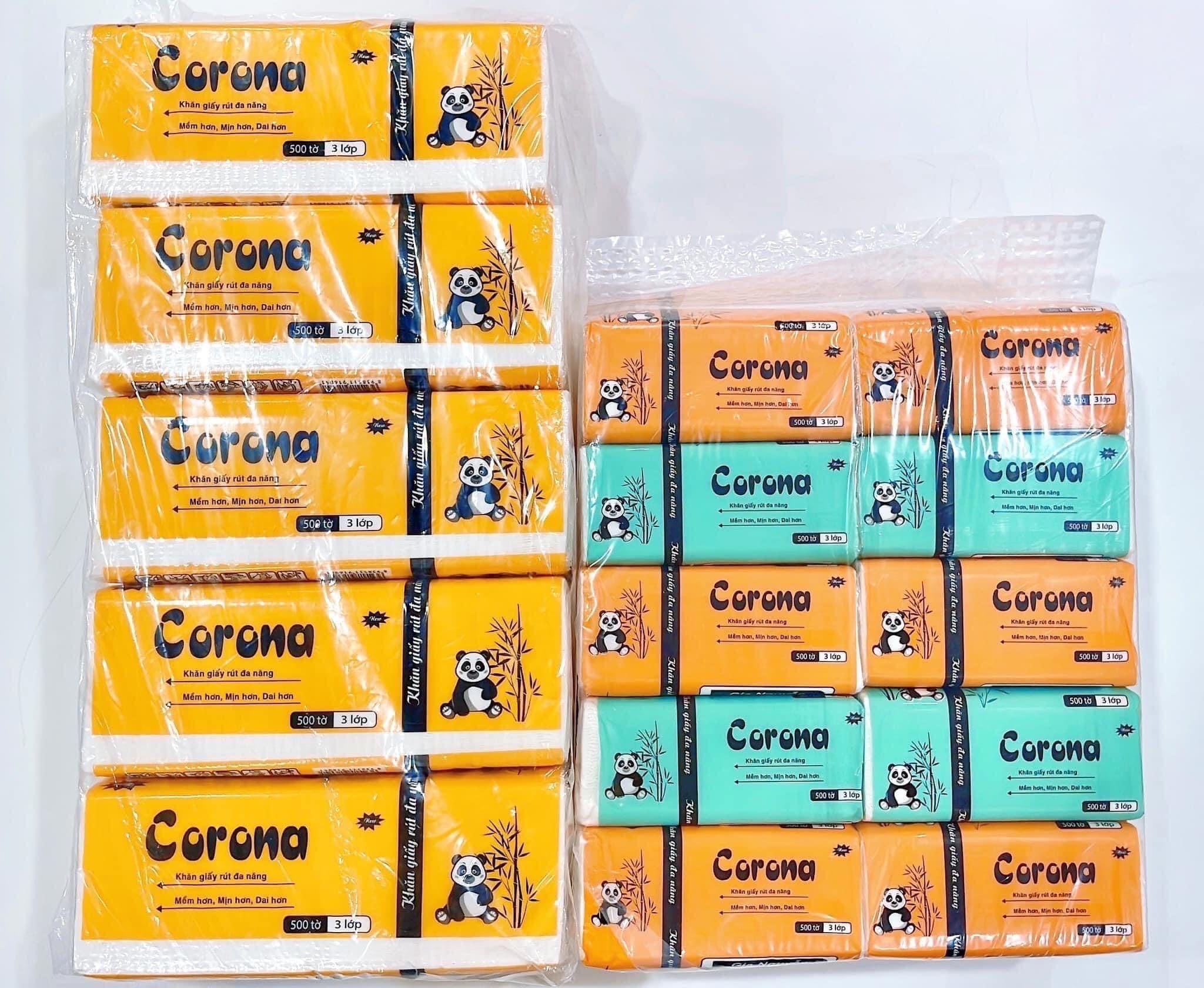 Khăn Giấy Rút Corona lụa 3 lớp 500 Tờ