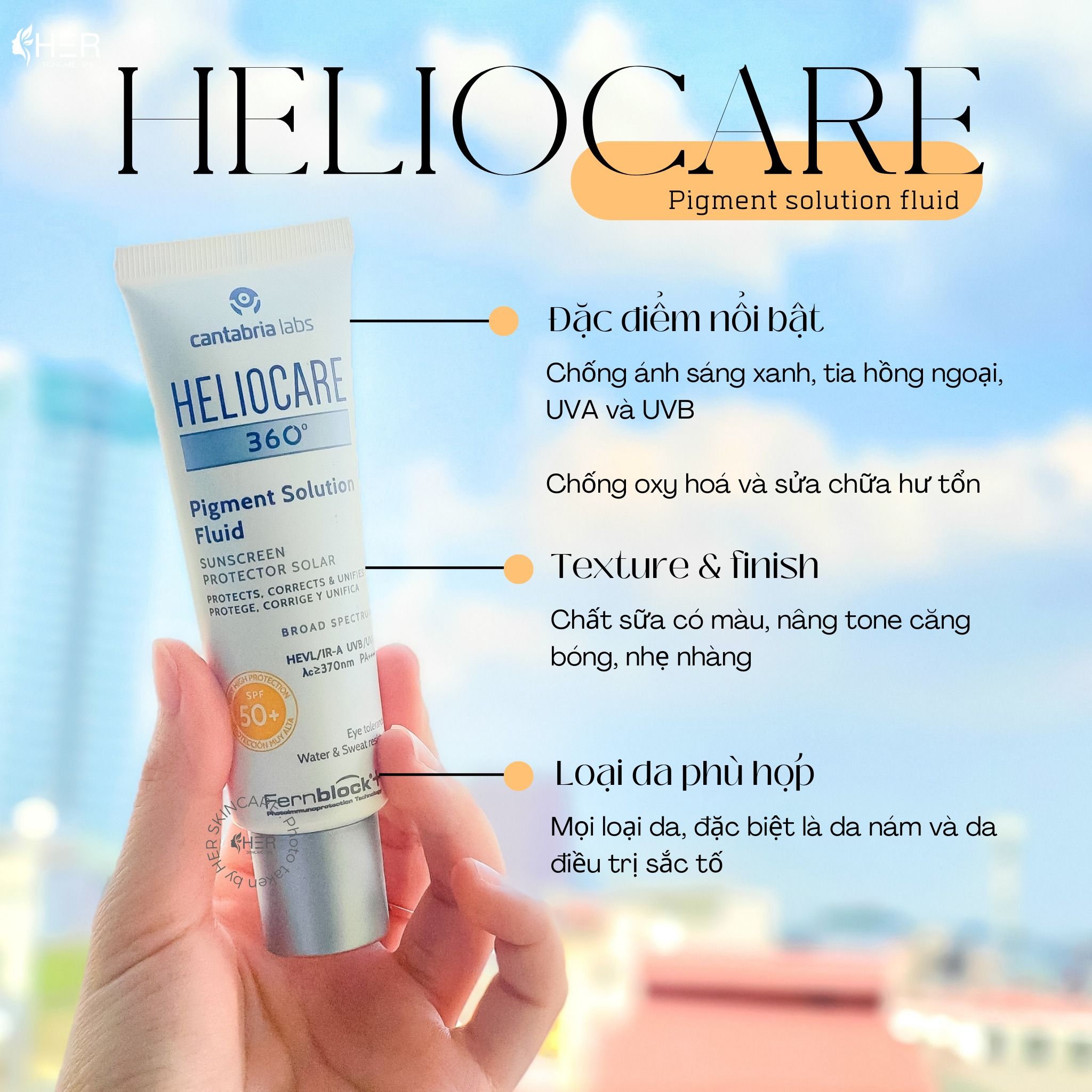 Kem chống nắng Heliocare A-R Emulsion/ Pigment / Water Gel / Mineral Tolerance Fluid/ Age Active