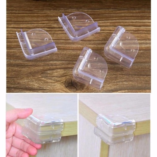 Bộ 4 nắp che góc cạnh bàn êm ái bảo vệ trẻ em bằng nhựa dẻo trong cao cấp