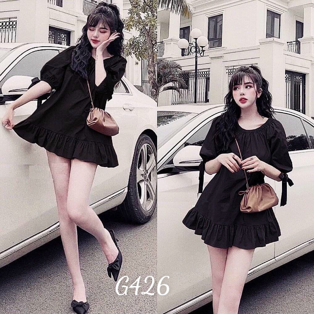 Đầm baby doll nữ đuôi cá dáng xoè chất kate lụa G426a