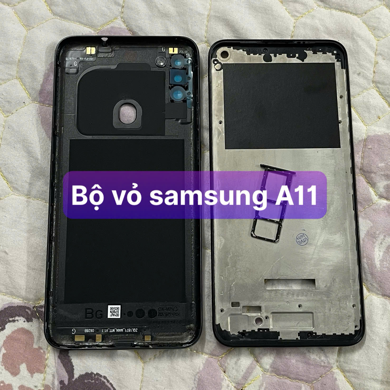 bộ vỏ sườn zin samsung A11 ,kèm khay sim,phím,kính camera