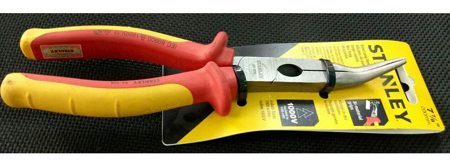 Kìm nhọn mỏ cong Stanley 84-008 20cm (Đỏ phối vàng)