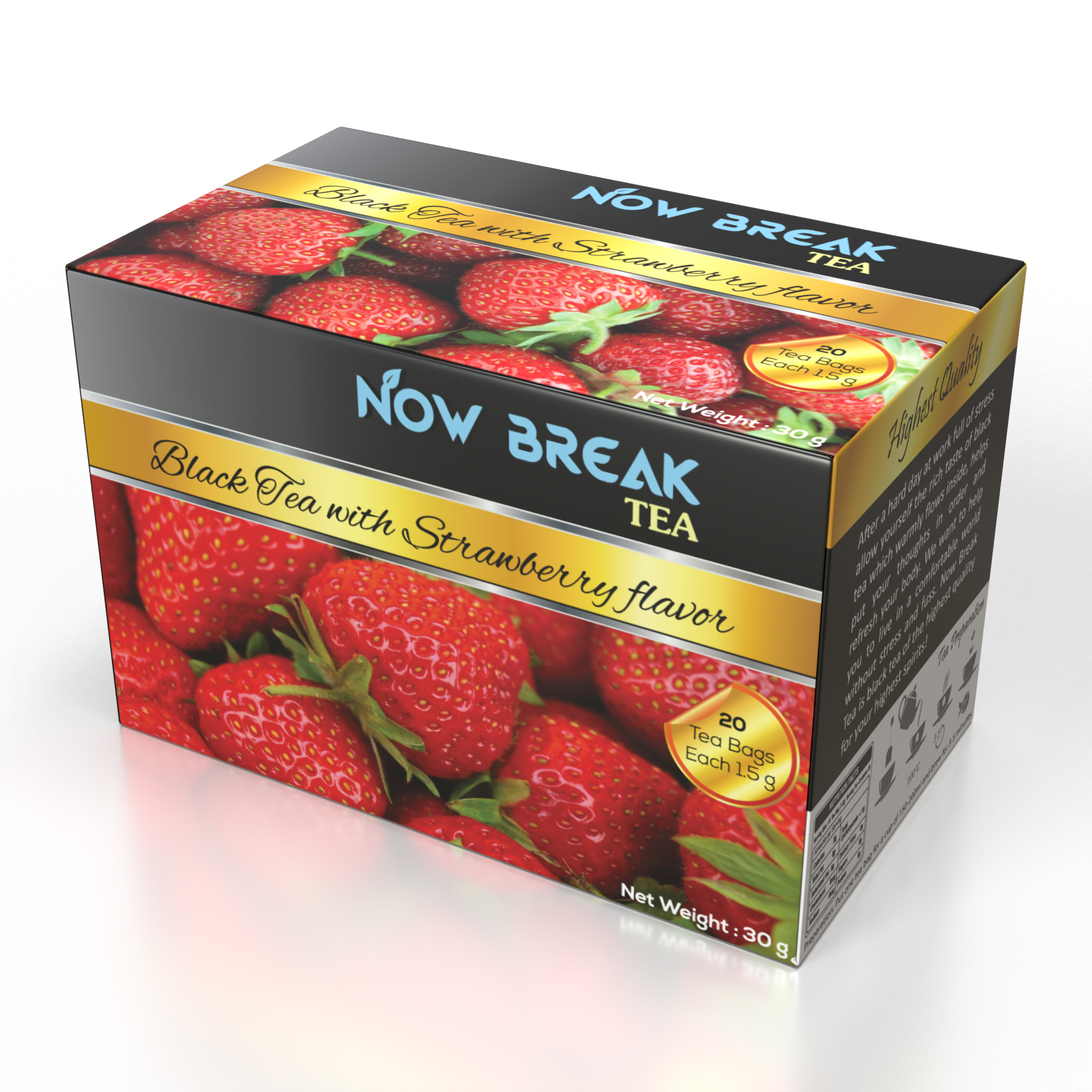 Trà Dâu Tây Now Break Tea, 20 túi trà