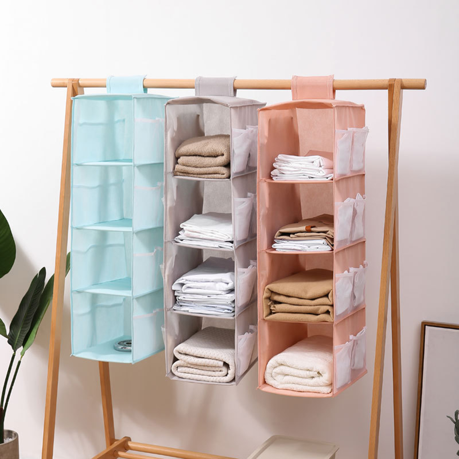 Oxford Cloth Washable Multilayer Foldable Hanging Storage Rack Clothes Organizer