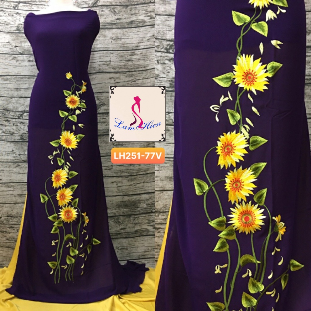 Vải may áo dài bông thêu LH251