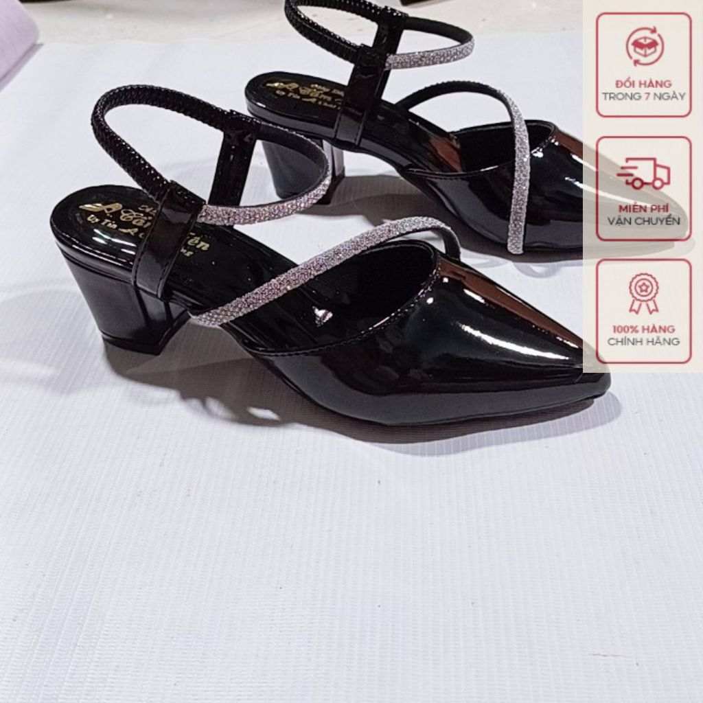 Giày sục bít mũi nữ cao gót ( big size) size 33-43  gót  3cm,5cm  đính đá (ảnh thật )