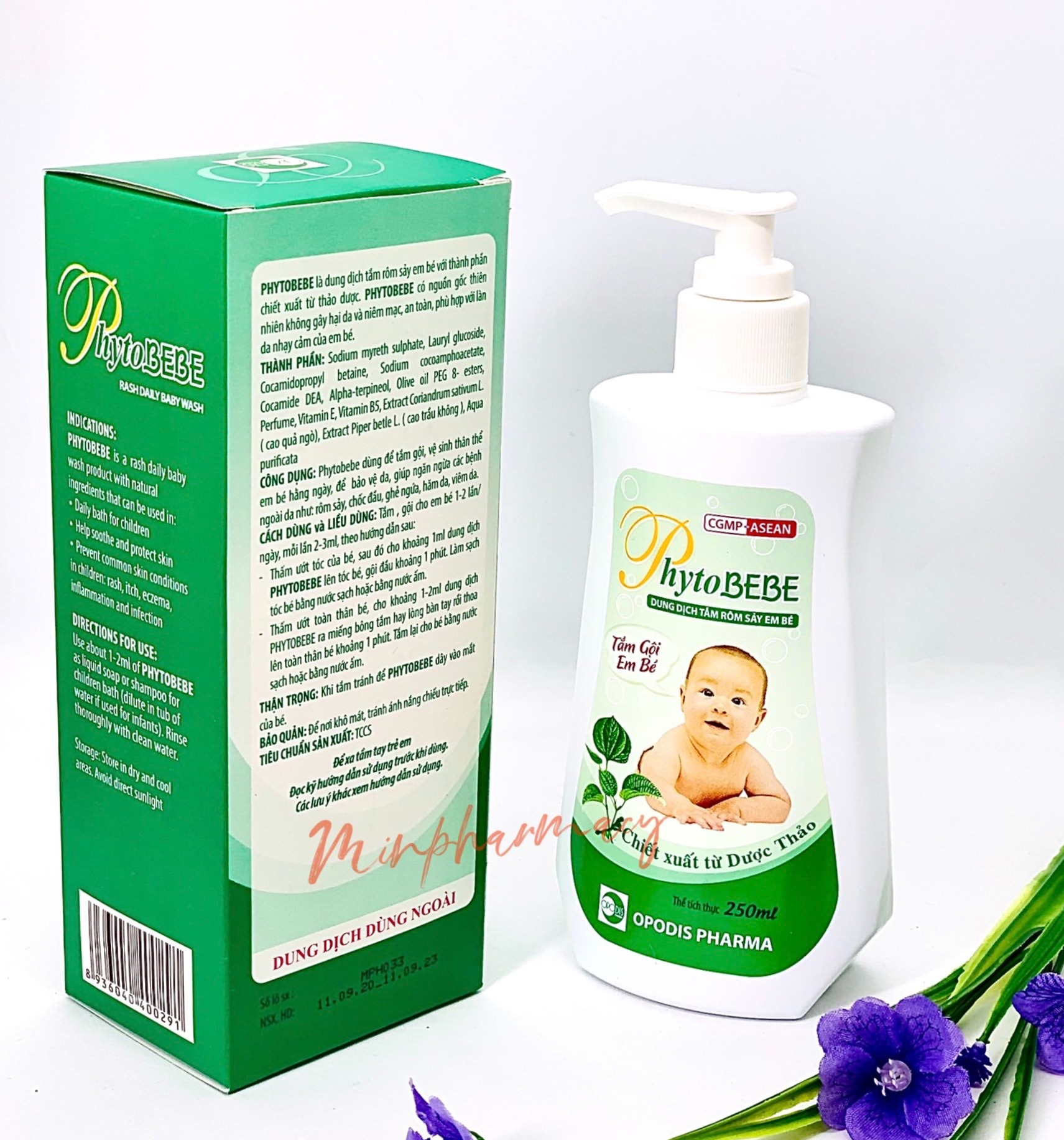 Dung Dịch Tắm Rôm Sảy Em bé PhytoBEBE 250ml - Minpharmacy