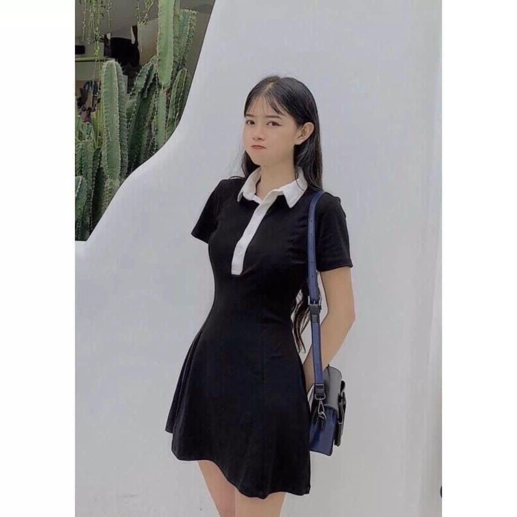 (SALE SẬP SÀN)ĐẦM POLO PHỐI CỔ TRẮNG NĂNG ĐỘNG