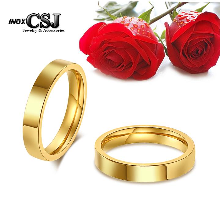 nhẫn cặp đôi tình nhân inox trơn mạ vàng đẹp và ý nghĩa - tặng hộp đựng nhân cưc xinh - số lượng 02 chiếc
