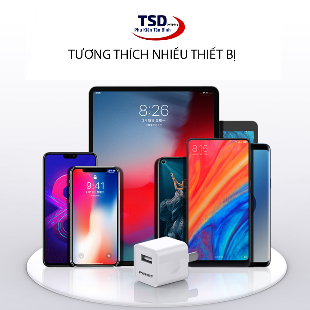 Củ Sạc Pisen 1A TS-C051 Chính Hãng Bản Tiêu Chuẩn Hệ Thống Bảo Vệ Thông Minh