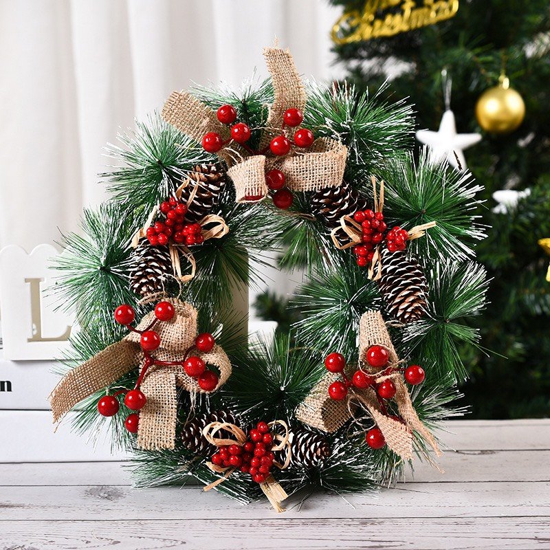 Vòng hoa nguyệt quế 35cm trang trí noel mừng giáng sinh tươi đẹp d21 nn001