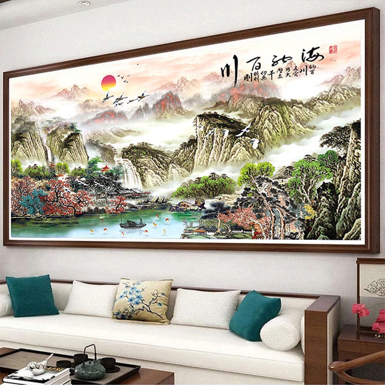 Tranh thêu chữ thập - Thủy mặc 04