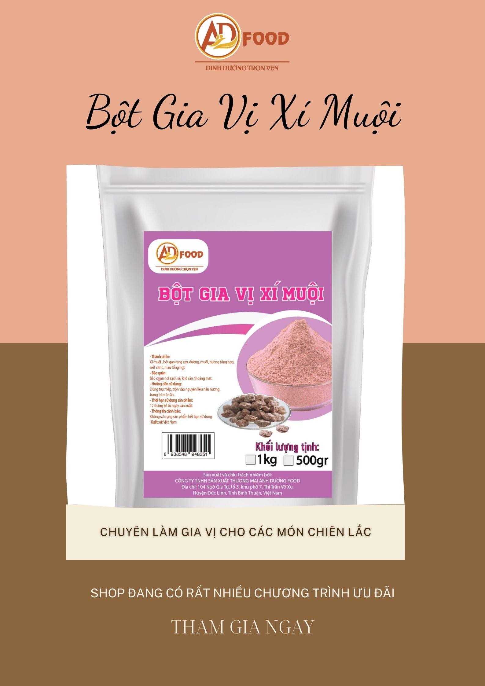 Gói 500g Bột xí muội dùng làm gia vị cho các món chiên lắc, nướng