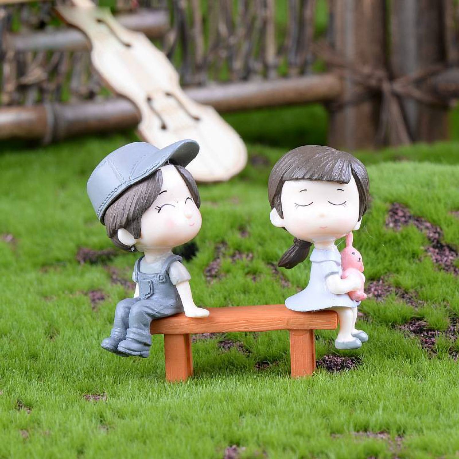 Mô hình cặp đôi trang trí tiểu cảnh, sen đá, bình terrarium