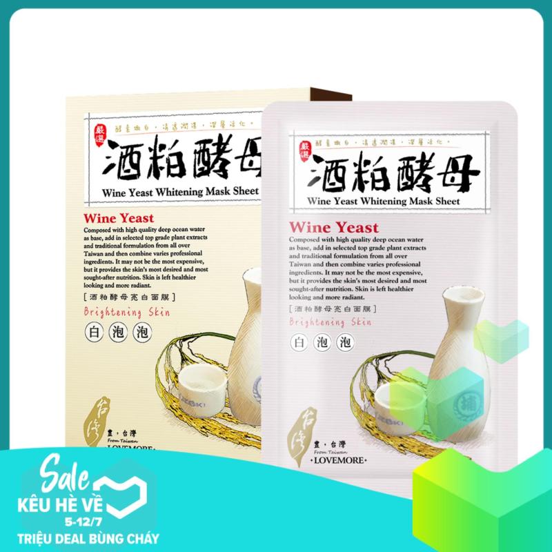 Hộp 5 Miếng Mặt nạ Men Sake TRẮNG DA - TĂNG ĐỘ ĐÀN HỒI LOVEMORE FROM TAIWAN SAKE YEAST WHITENING MASK SHEET (Bản Đài) 28ml/M