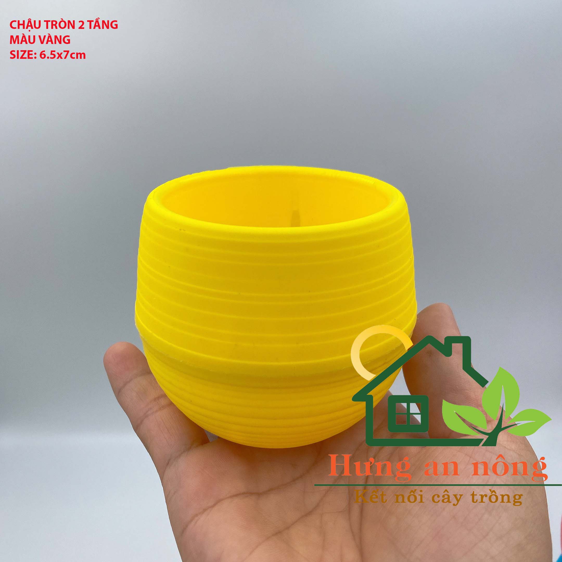 CTTMIN657 - chậu tròn thông minh 2 đáy trồng cây để bàn văn phòng không bị gỉ nước tiện di dời size 6.5x7cm