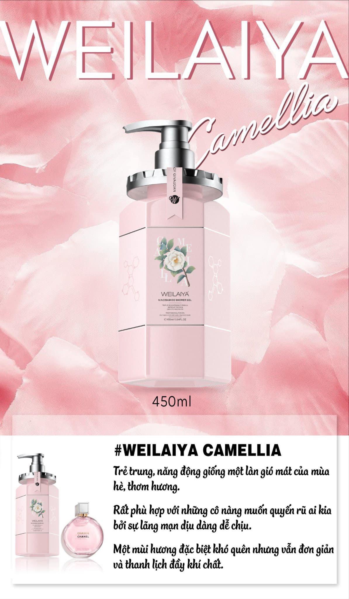 Sữa Tắm Trắng Da Cánh Hoa Hồng Weilaiya, Lưu Hương Nước Hoa, Cấp Ẩm Chai 450ml