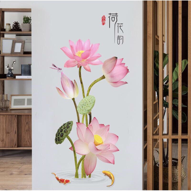 Decal dán tường hoa sen hồng 01 GS9568