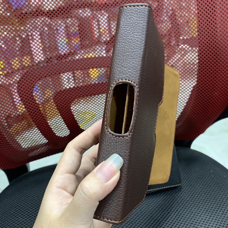 Bao da đeo thắt lưng dây nịt 2 ngăn lót mềm mịn size lớn 6.5inch 6.7inch