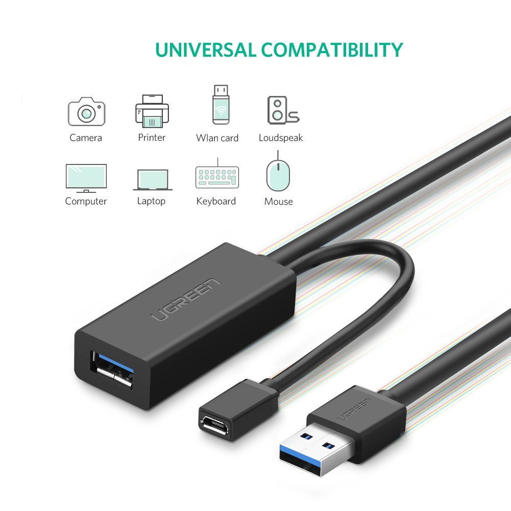 Cáp Nối Dài USB 3.0 10M có Chipset Ugreen 20827 Chính Hãng