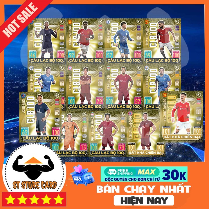 [Bộ 13] Thẻ cầu thủ bóng đá size Poca CÂU LẠC BỘ 100 MATCH ATTAX 2021/22 VIỆT HÓA thẻ in ST STORE CARD 115